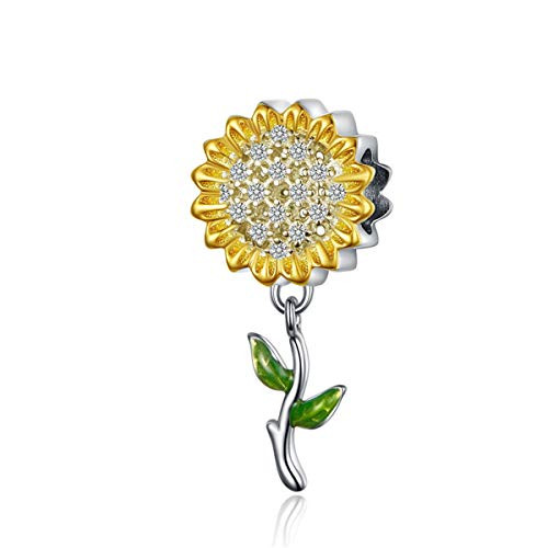 BAMOER 925 Sterling Silver Charms Sunflower Charm for Pandora Bracelets Pandora Charms for Women BAMOER 925 Sterling Silver Charms Sunflower Charm for Pandora Bracelets Pandora Charms for Women