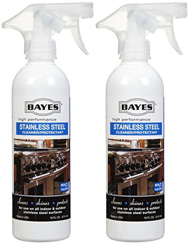 Bayes High-Performance Stainless Steel Cleaner Polish and Protectant - Cleans Shines and Protects Indoor and Outdoor Stainless Steel Surfaces - 16 oz 2 Pack
