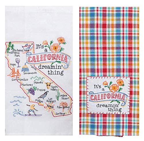 2 Piece Kay Dee Home State of California Embroidered Kitchen Towel Bundle