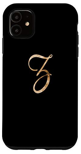 iPhone 11 Monogram Alphabet Letter Z Black Background Case