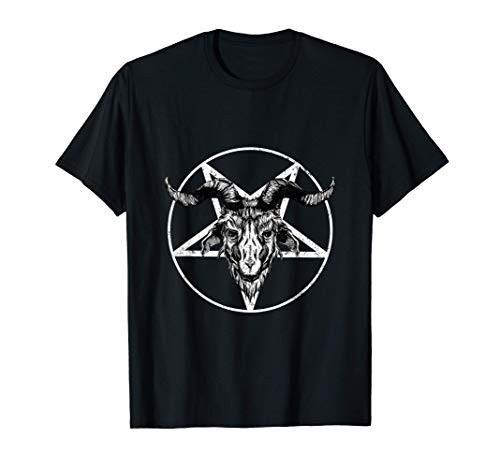 Satanic Goth Baphomet Goat Head Pentagram Gothic T-Shirt
