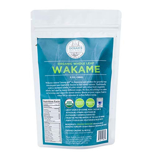 Oceans Balance Organic Whole Leaf Wakame - Maine Coast Seaweed - Atlantic Ocean Sea Vegetables Perfect for Keto Diet Paleo Diet Vegetarian Lifestyle or Vegan Diet - Gluten Free - 2oz Bag Oceans Balance Organic Whole Leaf Wakame - Maine Coast Seaweed - Atlantic Ocean Sea Vegetables Perfect for Keto Diet Paleo Diet Vegetarian Lifestyle or Vegan Diet - Gluten Free - 2oz Bag