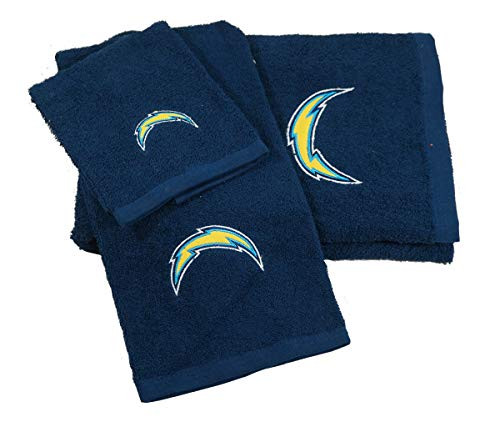 Northwest Los Angeles LA Chargers 3 PC Embroidered Towel Set - Includes Bath Towel Hand Towel  and  Washcloth