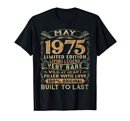 Vintage 46 Years Old May 1975 46th Birthday Gift Idea T-Shirt