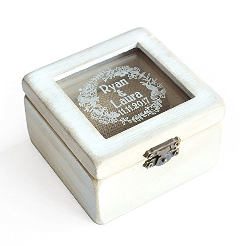 LOVEhandmade Custom Ring Bearer Box Rustic Wedding Ring Box Wooden Ring Bearer Box Personalized Gift