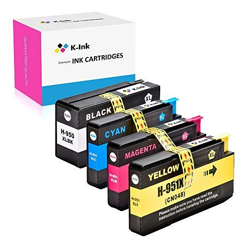 K-Ink Compatible Ink Cartridges Replacement for HP 950XL 951XL 950 XL 951 XL for Officejet Pro 8100 8600 8610 8615 8620 8625 8630 251dw (Black/Cyan/Magenta/Yellow, 4 Pack) K-Ink Compatible Ink Cartridges Replacement for HP 950XL 951XL 950 XL 951 XL for Officejet Pro 8100 8600 8610 8615 8620 8625 8630 251dw (Black/Cyan/Magenta/Yellow, 4 Pack)