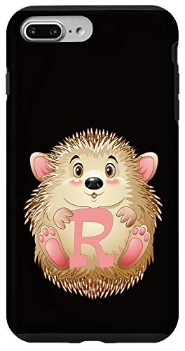iPhone 7 Plus-8 Plus Initial R Hedgehog Letter Monogram Pink Case