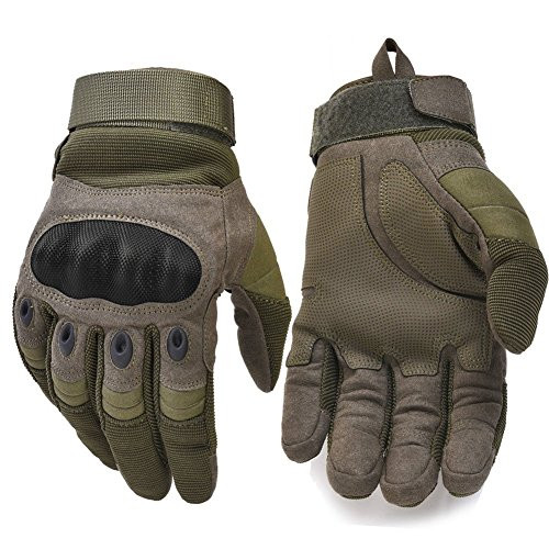 Military Hard Knuckle Tactical Gloves Motorcycle Gloves Motorbike ATV Riding Army Combat Full Finger Gloves for Men Airsoft Paintball Army Green Medium