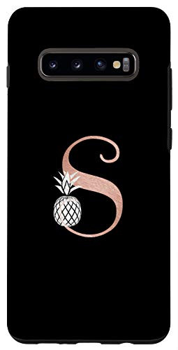 Galaxy S10 plus Letter S rose pink monogram phone case pineapple initial S Case