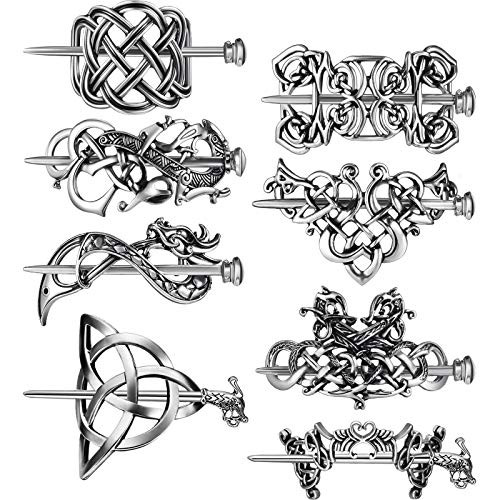 8 Pieces Viking Celtic Hair Clips Vintage Celtic Hairpins Silver Celtic Hair Slide Hairpins Alloy Knot Hair Pins Viking Celtic Knot Hair Accessories for Girls and Women