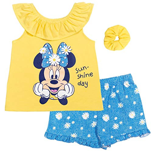 Disney Minnie Mouse Toddler Girls T-Shirt French Terry Shorts Set Yellow 5T Disney Minnie Mouse Toddler Girls T-Shirt French Terry Shorts Set Yellow 5T