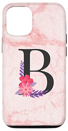 iPhone 12-12 Pro Cool Personalized Girly B Monogram Flowers Initial Letter Case