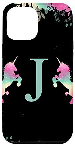 iPhone 12 Pro Max Magical Girly Name Capital Monogram J Unicorn Initial Letter Case
