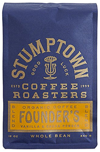Stumptown Coffee Roasters Organic Whole Bean Coffee, Founders Blend, 12 Ounce. Full-Bodied Coffee with Raisin, Praline and Cocoa Powder Notes, Perfect for Drip, Espresso or French Press Brewing
