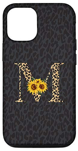 iPhone 12-12 Pro Leopard Cheetah Animal Print Sunflower Letter M Monogram Case