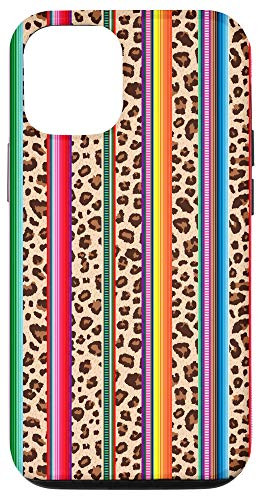 iPhone 12-12 Pro Leopard Spot Rainbow Serape Stripe Art Print Pattern Big Cat Case