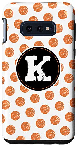 Galaxy S10e Girls Basketball Monogram Letter K Initial Polka Dot White Case