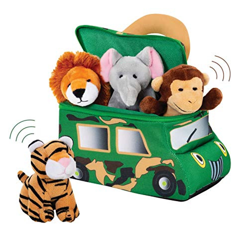 Bundaloo Plush Jungle Animals Set - Soft Plushies with Safari Truck Carrier - Talking Stuffed Toys for Babies Kids and Toddlers - Cute Mini Tiger Lion Monkey and Elephant with Realistic Sounds Bundaloo Plush Jungle Animals Set - Soft Plushies with Safari Truck Carrier - Talking Stuffed Toys for Babies Kids and Toddlers - Cute Mini Tiger Lion Monkey and Elephant with Realistic Sounds