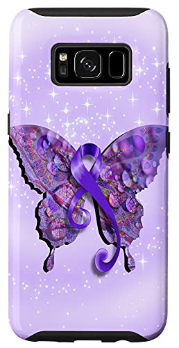 Galaxy S8 Purple Ribbons Butterflies Support Lupus Awareness Case