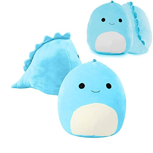 Plush Toy Pillow Plushie Cute Dinosaur Stuffed Animals Doll Plush Baby Dinosaur Stuffed Toy Soft Throw Pillow Cushion -Blue-