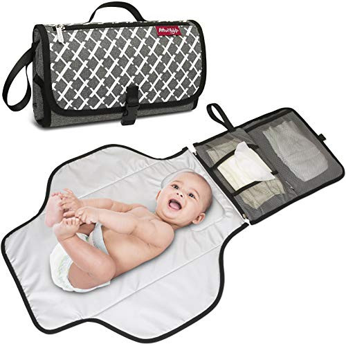 Arrontop Baby Portable Changing Pad Build-in Head Cushion Waterproof Diaper Bag for Baby Foldable Travel Mat Station for Toddlers Infants  and  Newborns