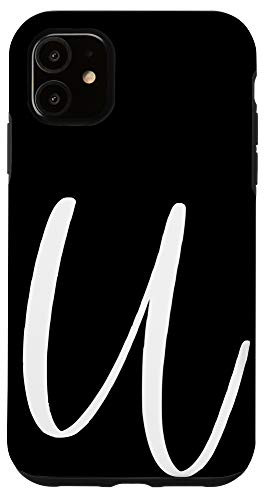 iPhone 11 Black  and  White Personalized Phone Cases with Letter UInitial Case