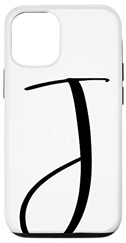 iPhone 12-12 Pro White  and  Black Personalized Phone Cases with Letter JInitial Case