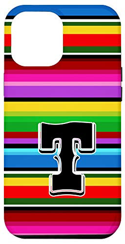 iPhone 12 Pro Max Letter T Initial Mexican Serape Poncho Pattern Western Style Case