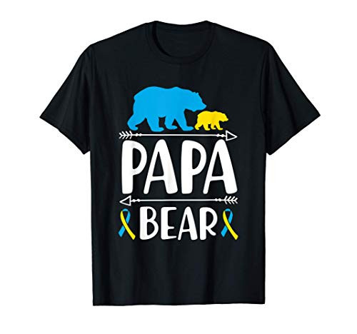 Mens Papa Bear Down Syndrome Awareness Proud Dad T-Shirt
