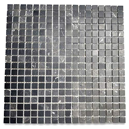 Stone Center Online Nero Marquina Black Marble 5-8x5-8 Square Mosaic Tile Honed for Kitchen Backsplash Bathroom Flooring Shower Surround Dining Room Entryway Corrido Spa -1 Sheet-
