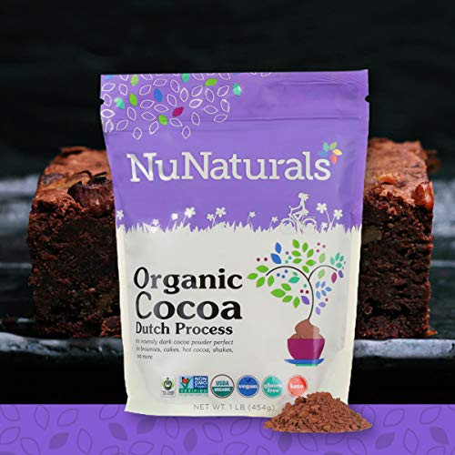 NuNaturals Premium Organic Dutch Processed Cocoa Powder for Baking, Non-GMO, Fair Trade Cocoa (1 lb)