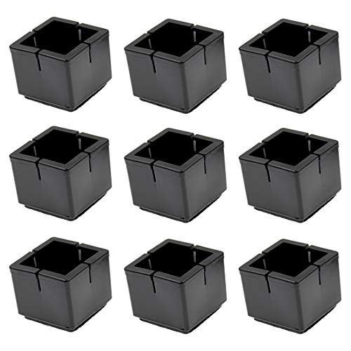 Tinmovys 32pcs Silicone Chair Leg Caps Floor Protector for 1-1-4" to 1-3-8" Square Feet Non-Slip Furniture Pads Table Chair Leg Cover with Felt Pads Black