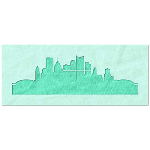 Stencil Stop Pittsburgh City Skyline Stencil - Reusable for DIY Projects Painting Drawing Crafts - 14 Mil Mylar Plastic -12 x 3.75 inches-