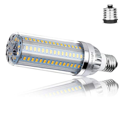 50W Super Bright Corn LED Light Bulb(500Watt Equivalent) - 3000K Warm White 5500Lumen - E26 with E39 Mogul Base Adapter for Large Area Commercial Ceiling Light - Garage Warehouse Factory High Bay Barn