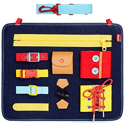 Toddler Busy Board - Montessori Basic Skills Activity Board for Fine Motor Skills & Learn to Dress - Educational Learning Toys for 1 2 3 4 Year Old Toddlers - Sensory Toy for Airplane or Car Travel Toddler Busy Board - Montessori Basic Skills Activity Board for Fine Motor Skills & Learn to Dress - Educational Learning Toys for 1 2 3 4 Year Old Toddlers - Sensory Toy for Airplane or Car Travel