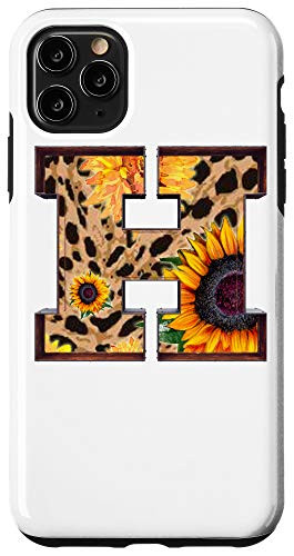 iPhone 11 Pro Max Letter H Leopard Cheetah Sunflower Decor Themed Decoration Case