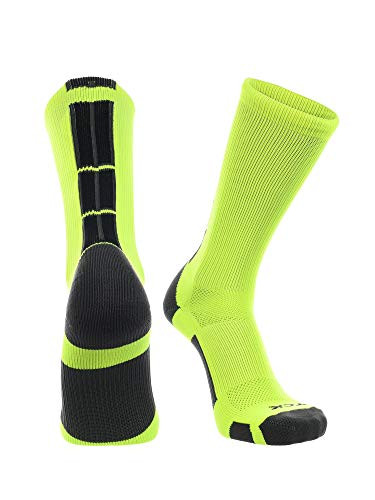 TCK Baseline 3.0 Athletic Crew Socks -Neon Yellow-Graphite-Black Medium-