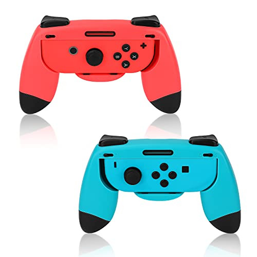 BestMal Joycon Grip Charging Grips Comfort Hand Grips Controllers for Nintendo Switch Joy-Con Wear-Resistant Controller Handle Kit Ergonomic Design for Nintendo Switch Joycons Blue and Red -2 Packs-