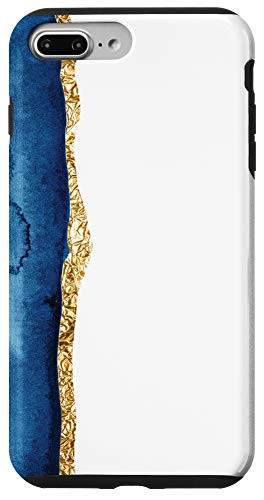 iPhone 7 Plus-8 Plus Modern Navy Blue Watercolor Stripe Paint Artistic Phone Case