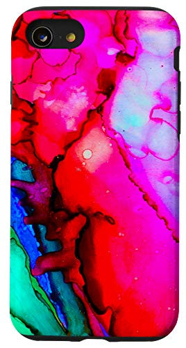 iPhone SE -2020- - 7 - 8 BADADA Watercolor Red Blue Abstract Paint Case