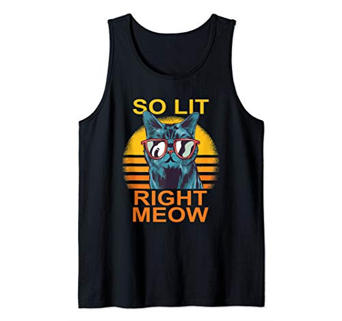 So Lit Right Meow EDM Techno DJ Rave Party Festival Cat Tank Top