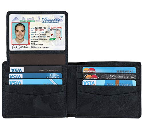 Wallet for Men-Genuine Leather RFID Blocking Bifold Stylish Wallet With 2 ID Window -X-Camo Blue-