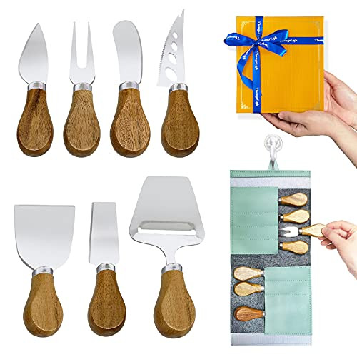 ThougrLyh Cheese Knife Set 7pcs With Wood Handle Stainless Steel Cheese Knife?Cheese Knife Set For Charcuterie Include Cheese Slicer Cheese Cutter Cheese Fork Small Cheese Knife Cutlery Gift Set ThougrLyh Cheese Knife Set 7pcs With Wood Handle Stainless Steel Cheese Knife?Cheese Knife Set For Charcuterie Include Cheese Slicer Cheese Cutter Cheese Fork Small Cheese Knife Cutlery Gift Set