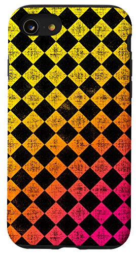 iPhone SE -2020- - 7 - 8 Checkered Vintage Colored Pattern in Yellow Orange and Pink Case
