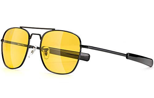 Night Vision Glasses for Driving Night Driving Glasses for Men Women HD Anti Glare Polarized Yellow Lens Military Pilot Aviator Style Black Frame Night Vision Glasses for Driving Night Driving Glasses for Men Women HD Anti Glare Polarized Yellow Lens Military Pilot Aviator Style Black Frame