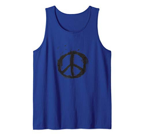 Paint Splatter Peace Sign Vintage Distressed Artwork Hippie Tank Top