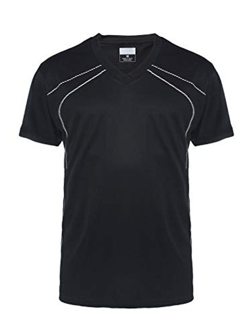 Mens V Neck T-Shirts Casual Regular Fit Short Sleeve Dry Fit Active Tees Tops Running Sports Shirts Black