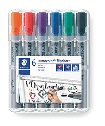Staedtler Lumocolor Flipchart Marker 356 WP6 ST Bullet Tip - Assorted Colours (Pack of 6)