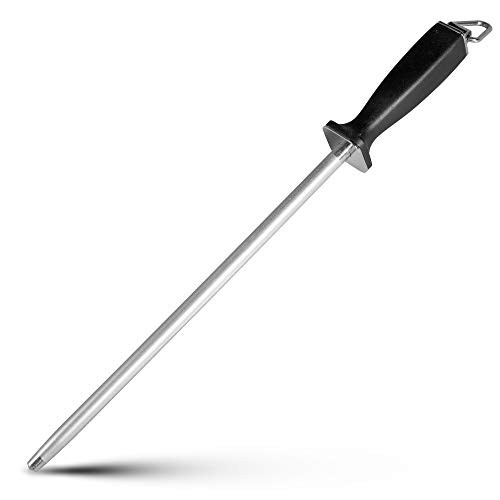 Superior Knife Sharpening Rod 10 Inch Professional Diamond Brushed Sharpening Steel