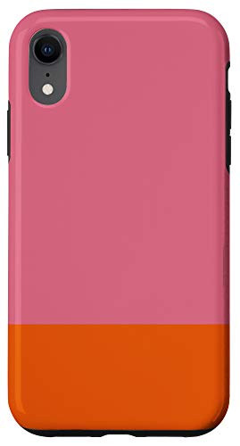 iPhone XR Pink Orange Minimalist Solid Color Block Pattern Case